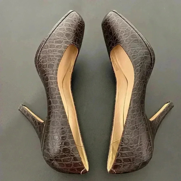 Cole Haan Carma Brown Croc Leather Heel Shoes Pumps Nike Air - Picture 8 of 12